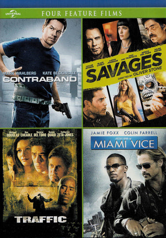 Contraband / Savages / Traffic / Miami Vice (4-Feature Films) DVD Movie 