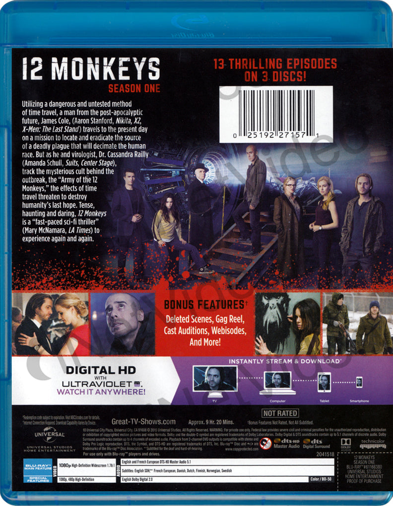 12 Monkeys (Season 1) (Blu-ray + Digital HD) (Blu-ray) on BLU-RAY Movie