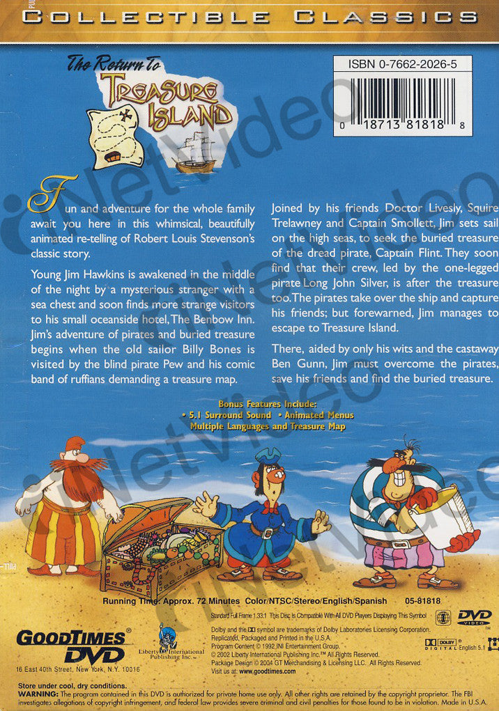 kapitalisme Dekan linse The Return to Treasure Island - Collectible Classics on DVD Movie