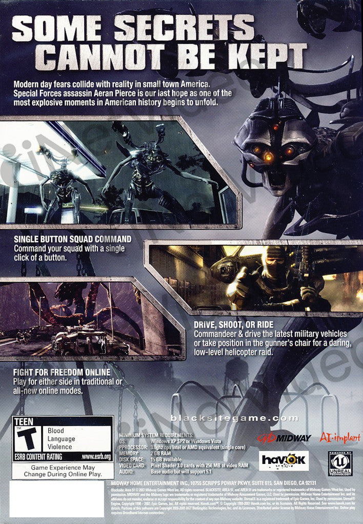 BlackSite Area 51 PC DVD shooter game