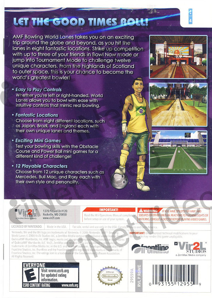 AMF Bowling World Lanes (NINTENDO WII) on NINTENDO WII Game