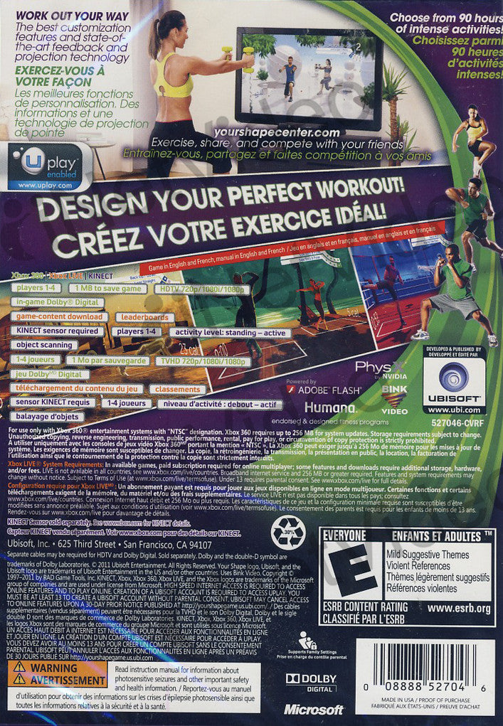 Xbox 360 Kinect Game : Your Shape Fitness Evolved 2012, Video